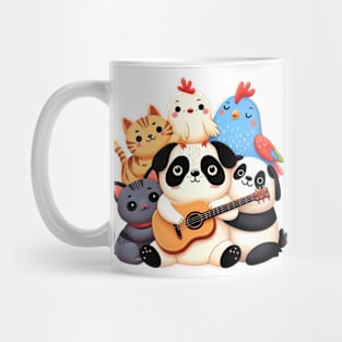 Singing Animal Friends with Pug Playing Guitar Mug